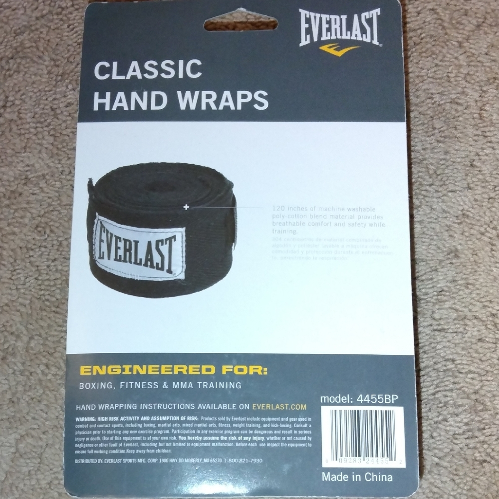 Everlast Black Boxing Hand Wraps - Picture 2 of 2